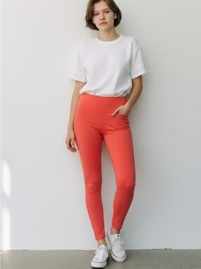 ALO Yoga high waist Airbrush Bright Coral 7/8 leggings medium
